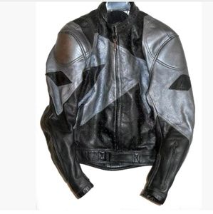Men'sTeknic Black Gray Moyorcycle Jacket Large